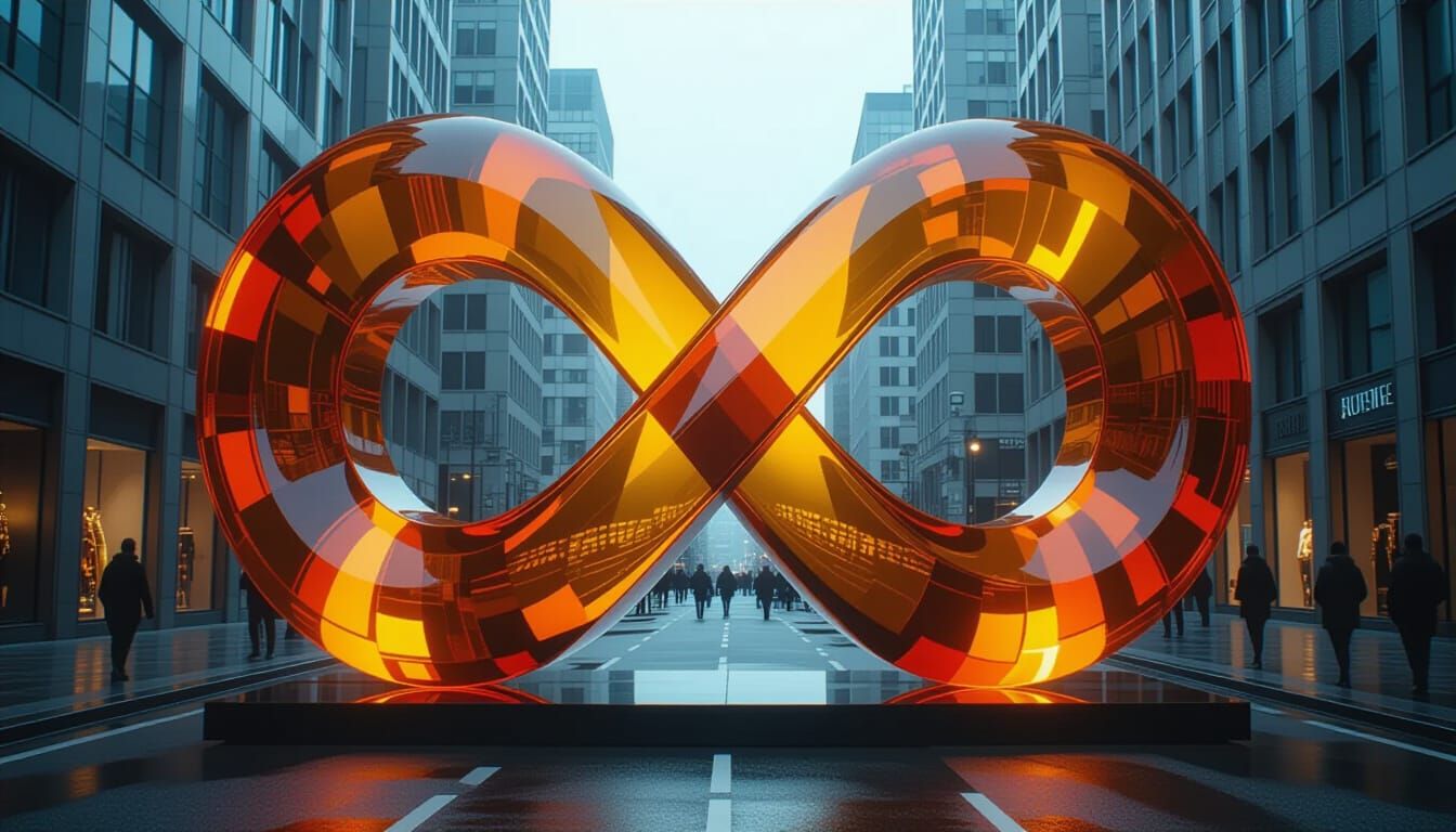 Glowing Amber Sculpture Reflects Dystopian City