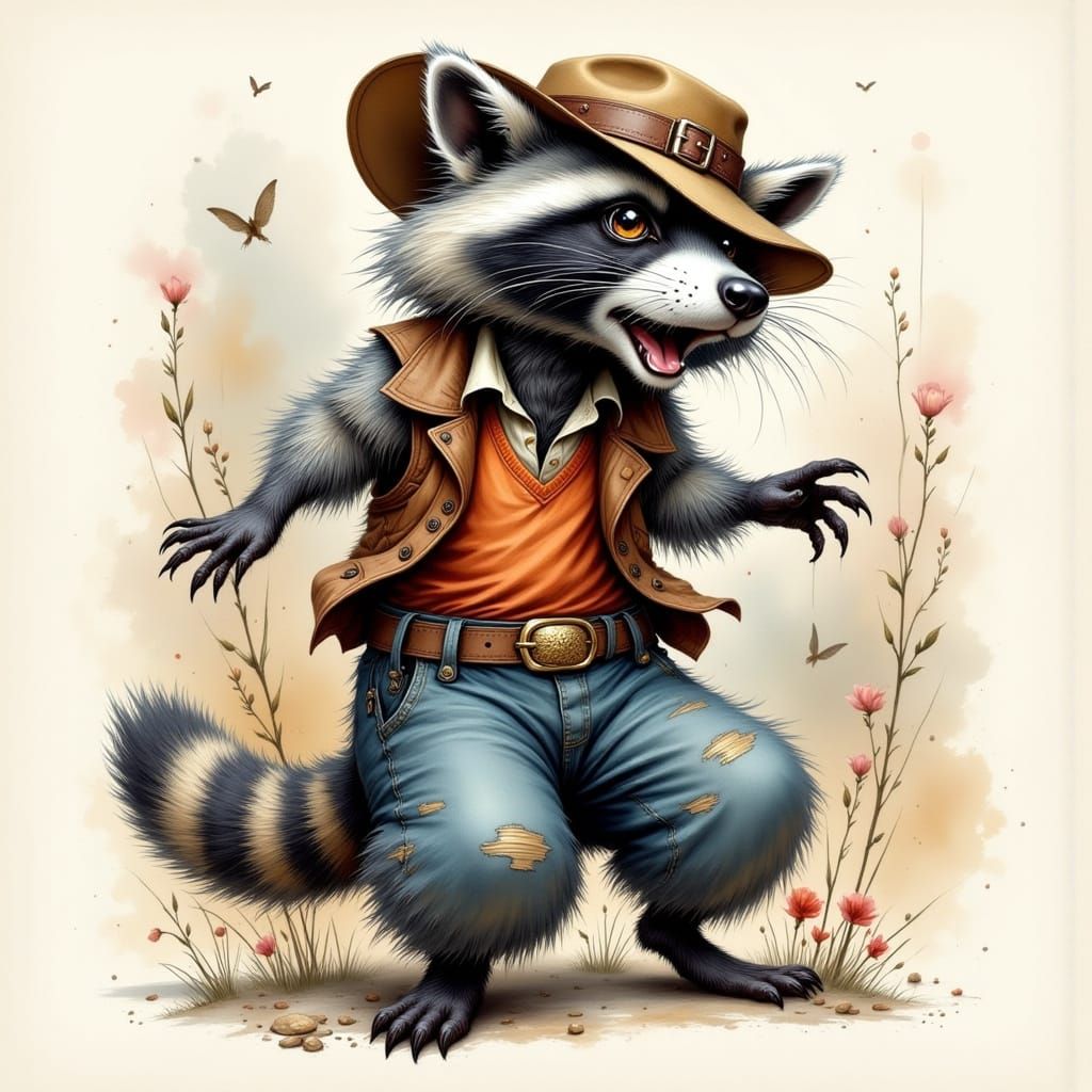 Anthropomorphic Cat in Hip Hop Attire Dancing