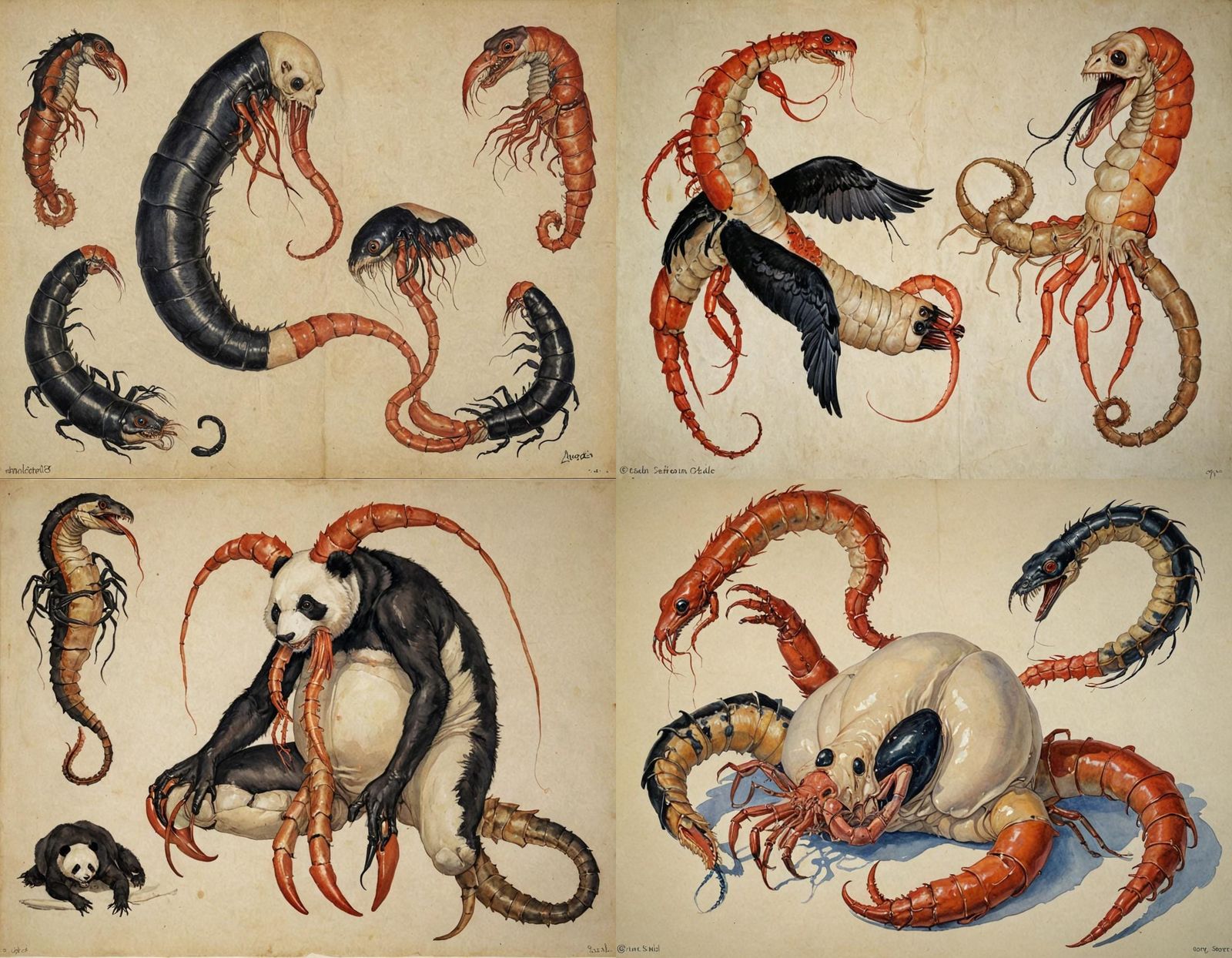 Grotesque Mutant Creature in Expressionist Style