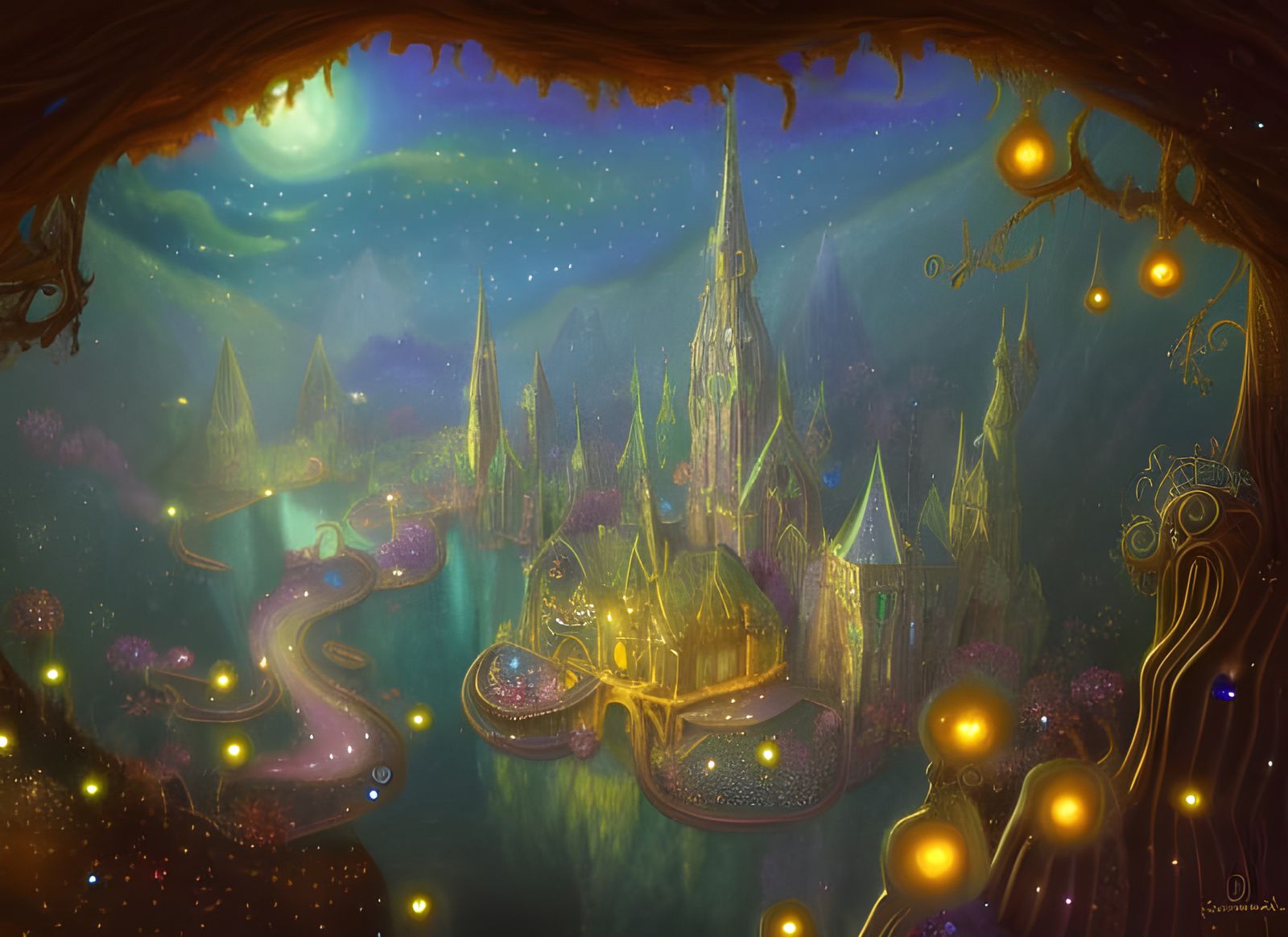 Magical Underground Dwarf Kingdom: Rococo Fantasy Art