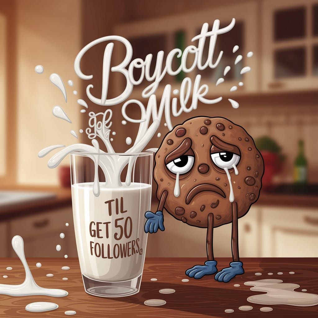 Milk Boycott Message with Sad Cookie