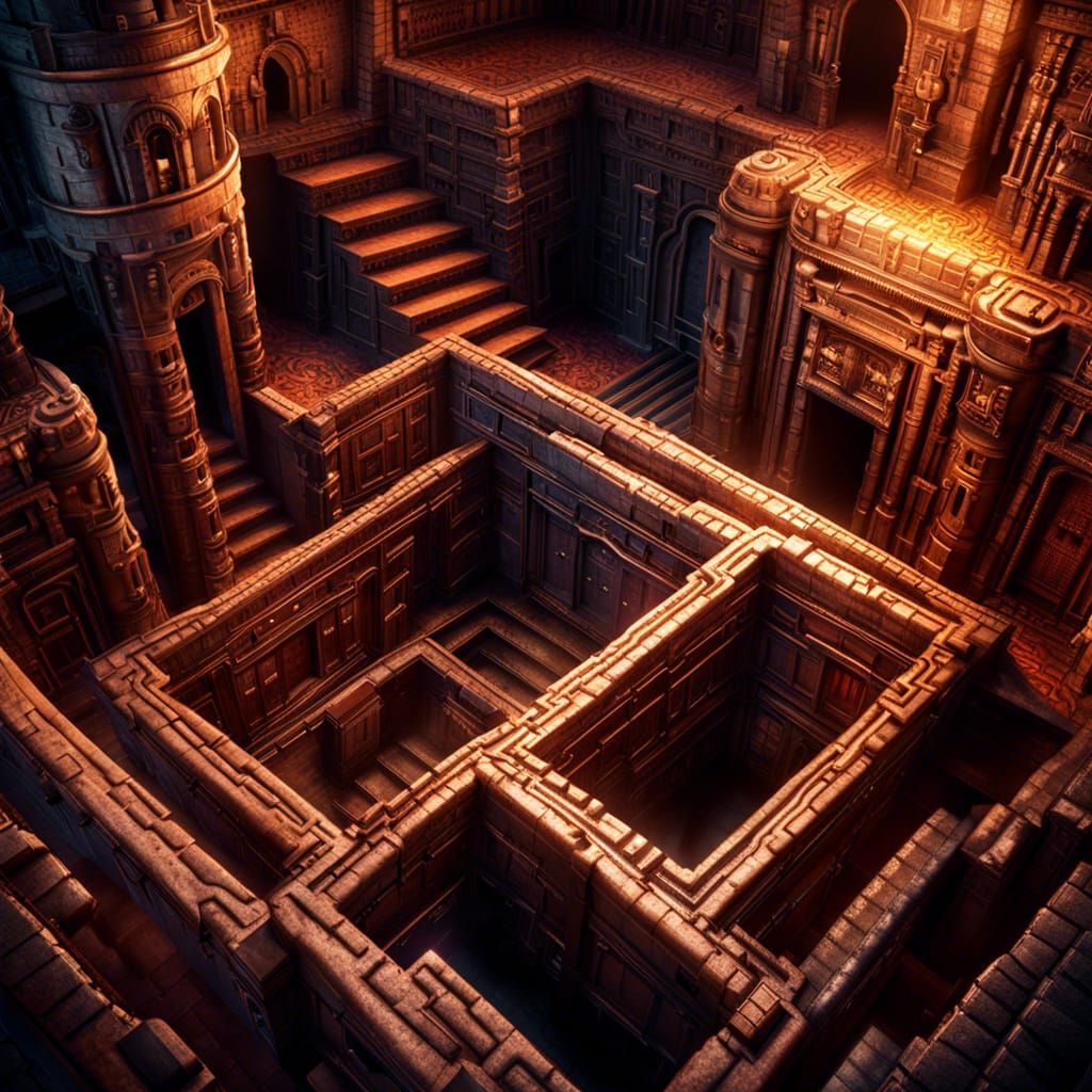 Dark Fantasy Castle Maze: Top View Labyrinth