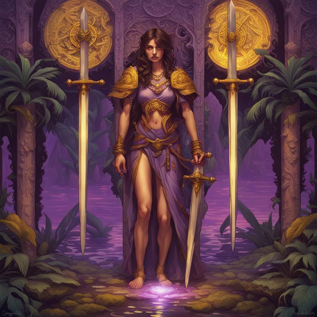 Tropical Tarot Card in Dark Fantasy Style