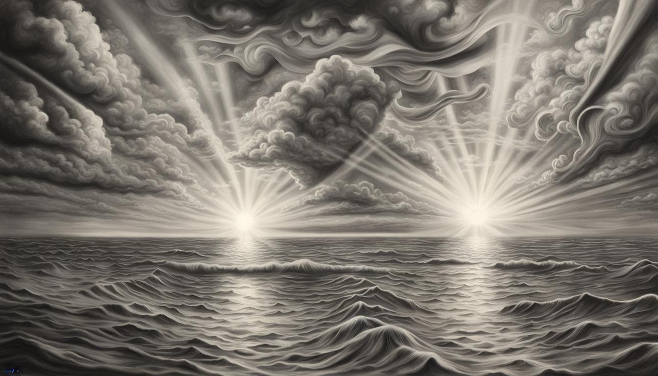 Surreal Charcoal Drawing of Time's Passage