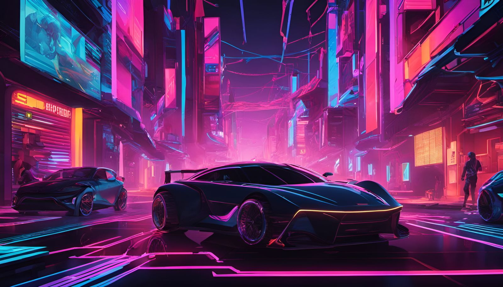 Abstract Neon Geometrical Sci-Fi Digital Art