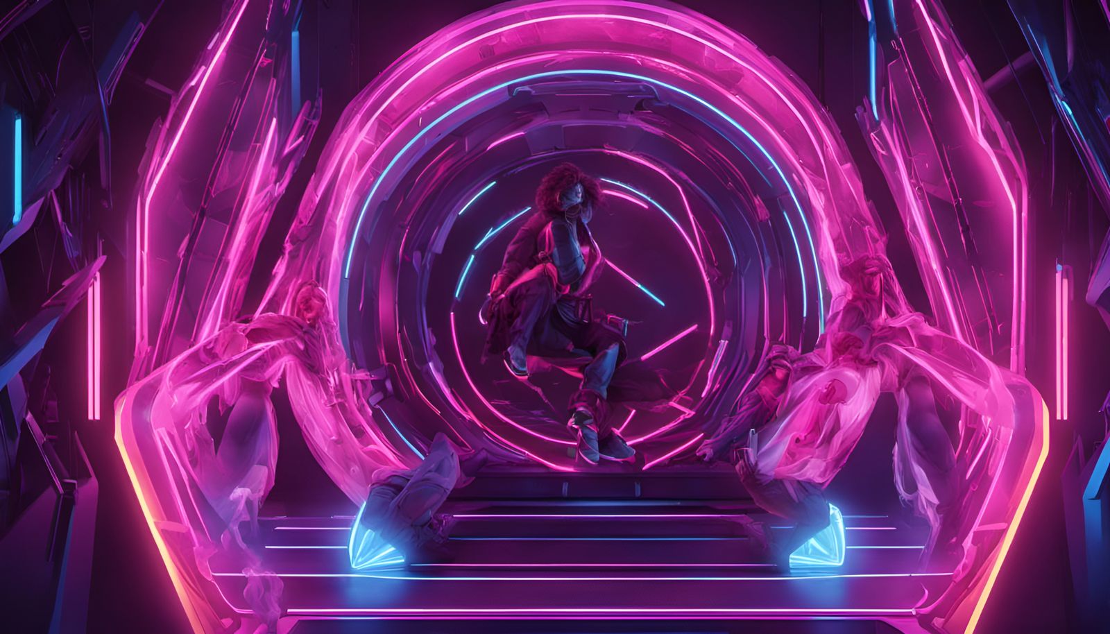 Abstract Neon Geometrics in Vaporwave Style