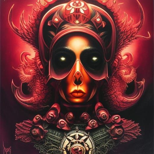 Psychedelic Biker Girl in Dark Academia Style