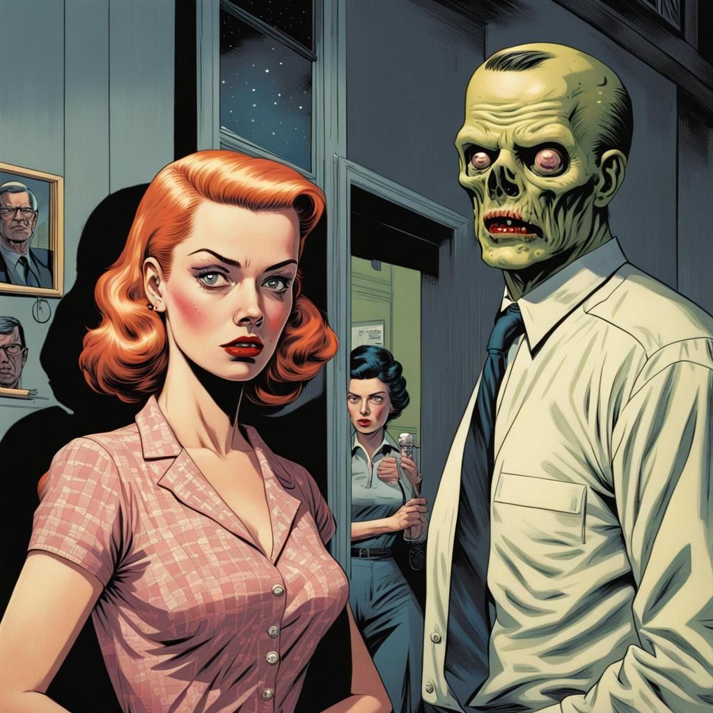 Vintage Crime Paperback Cover with Zombie Scene