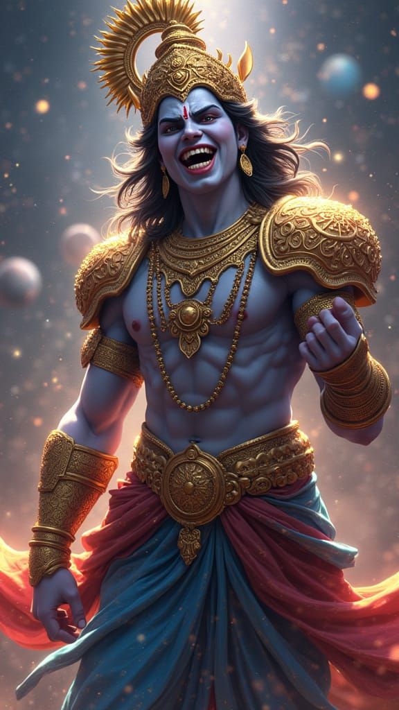 Lord Krishna: Anime-Style God of Duality
