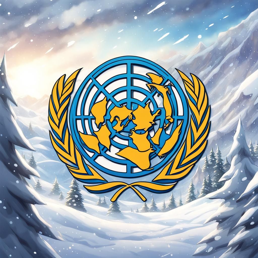 UN Emblem in Snowy Anime Style