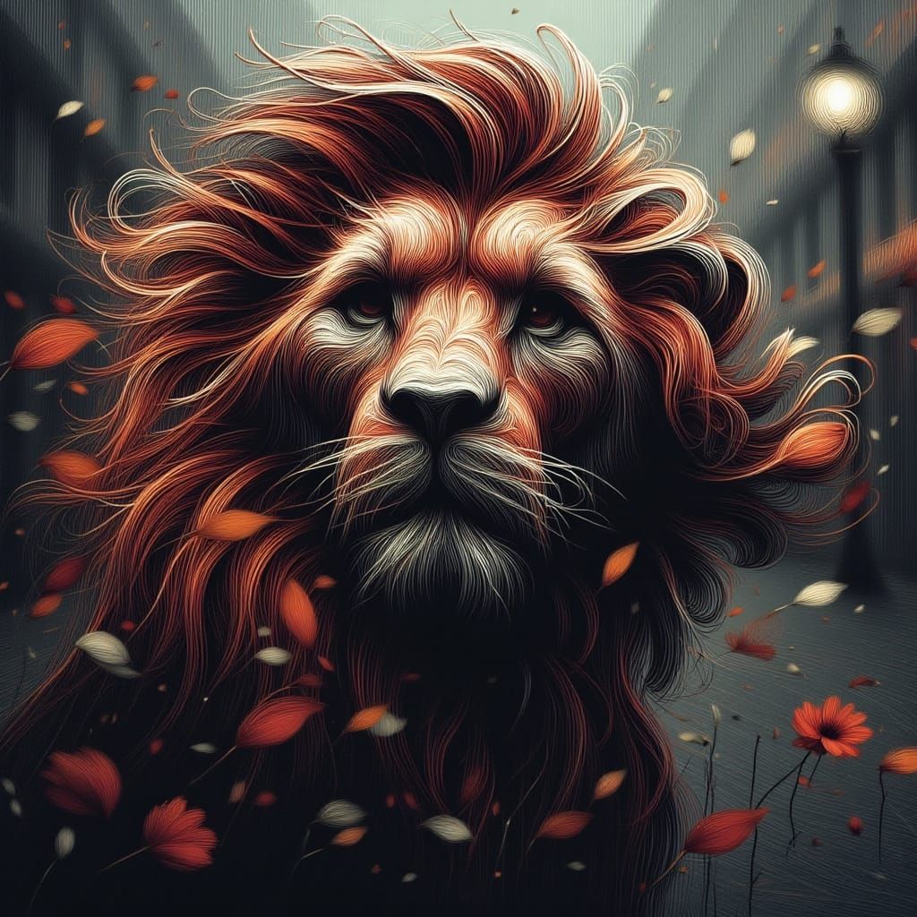 Majestic Lion Portrait in Paris, 3D Render