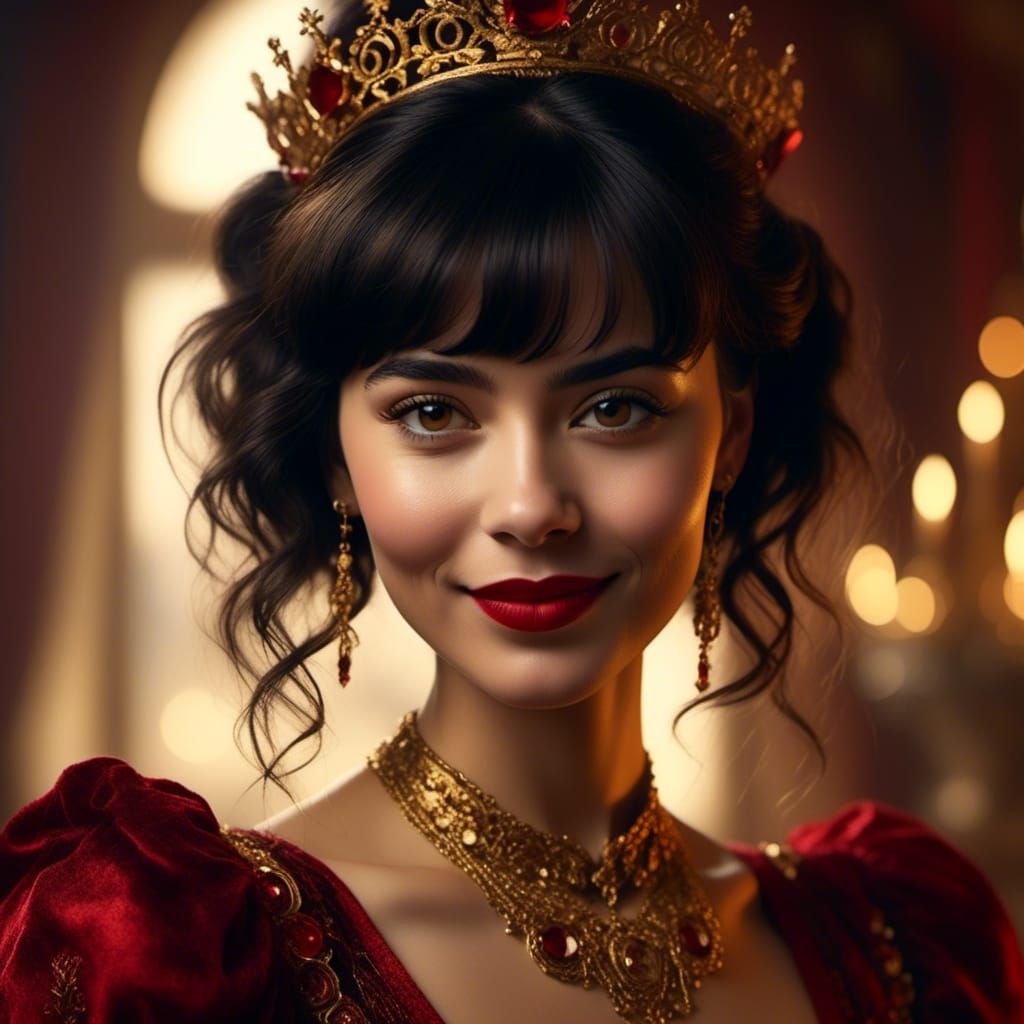 Punk Queen Portrait in Rococo Art Nouveau Style