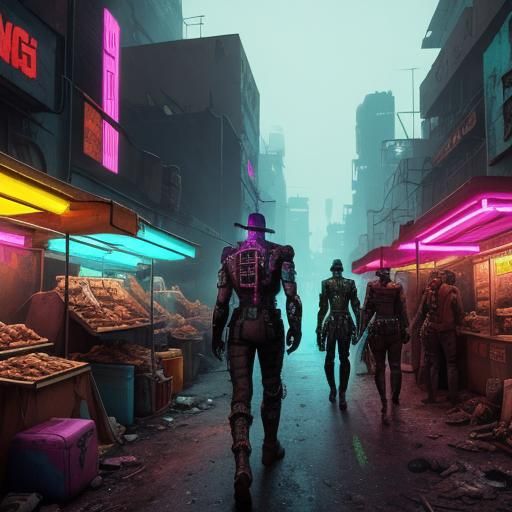 Cowboy Adventures in a Neon Cyberpunk City