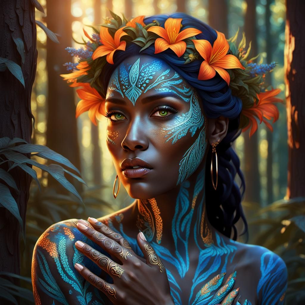 Ethereal Girl in Forest: Fantasy Concept Art