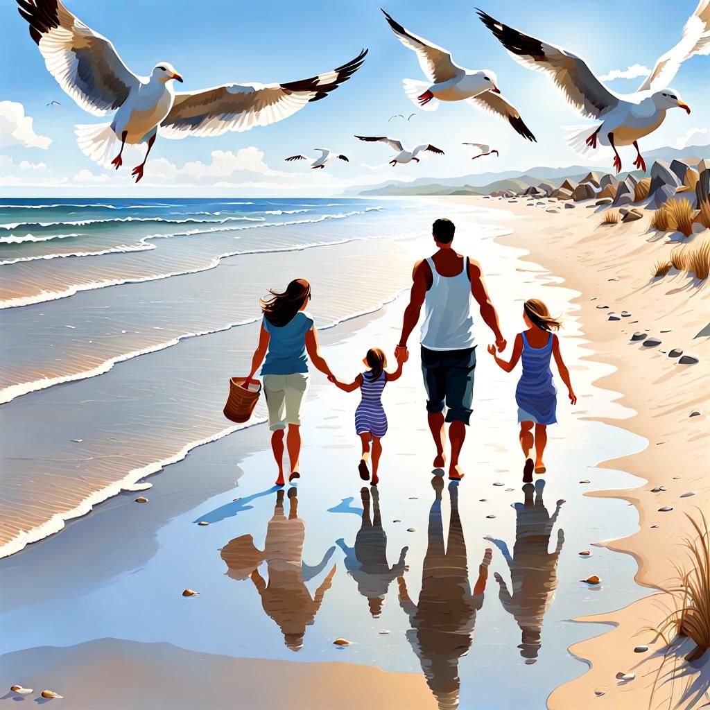 Family Beach Walk