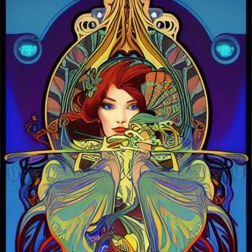 Shamanic Lair with Entangled Elements in Art Nouveau Style