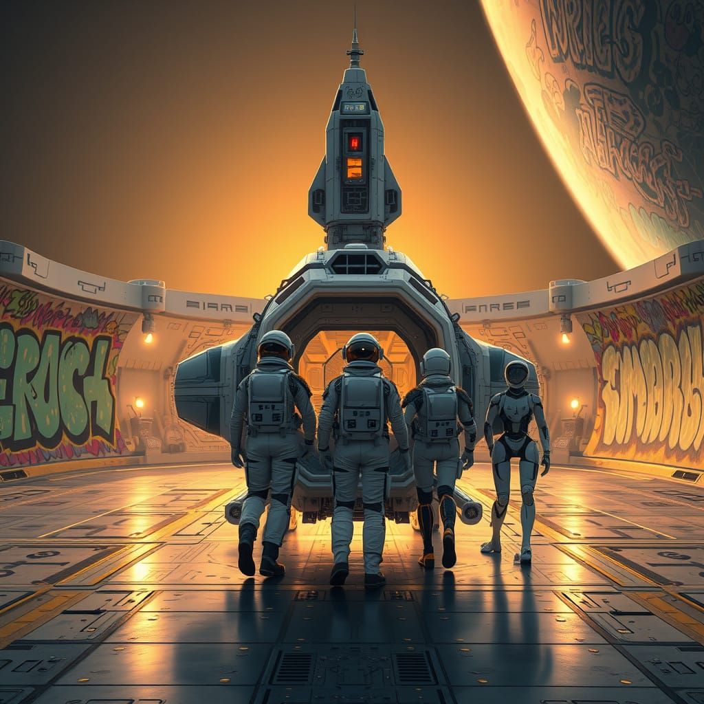 Space Transport Ship Ready for Launch on Exotic Jungle Space...