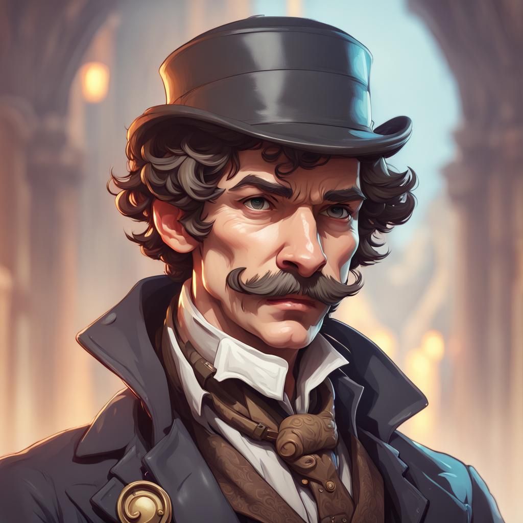 Chibi Sherlock Holmes Portrait: Artstation Style