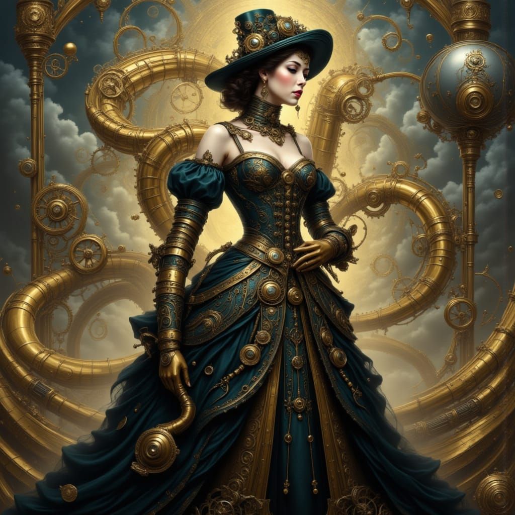 Steampunk Aristocrat Portrait with Mechanical Embellishments