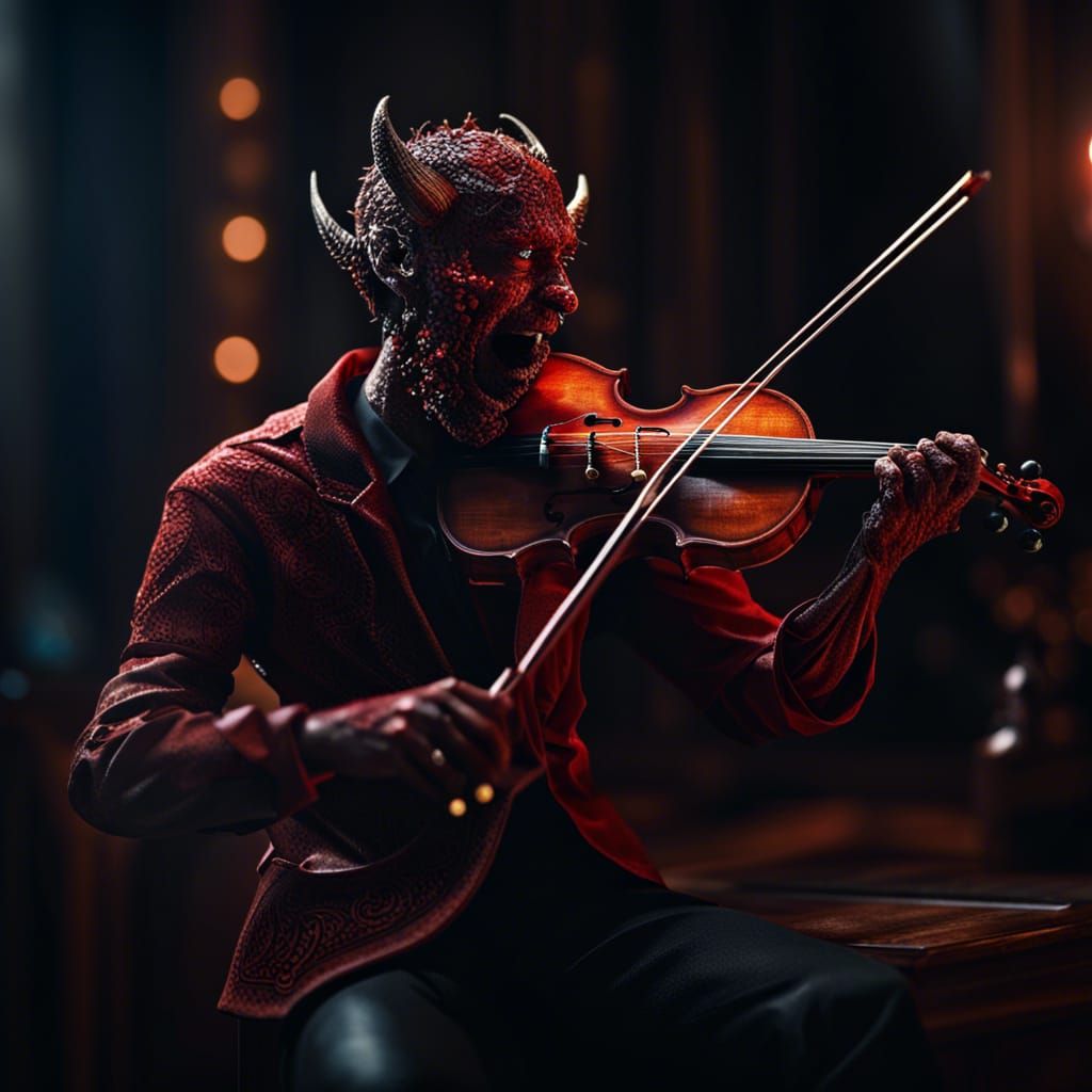 Devil's Violin: Hyperrealistic Fantasy Concept Art