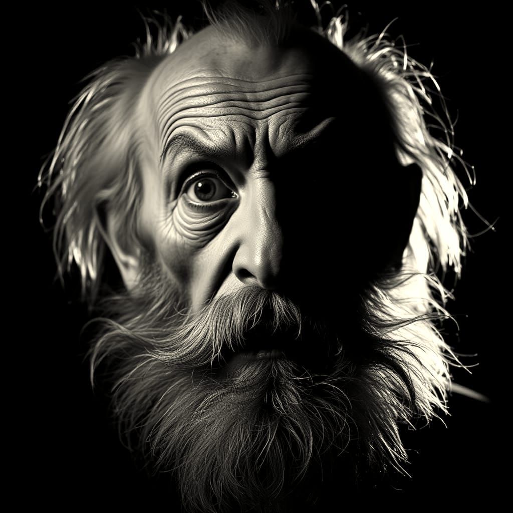 Scared Old Man from German Expressionist Film