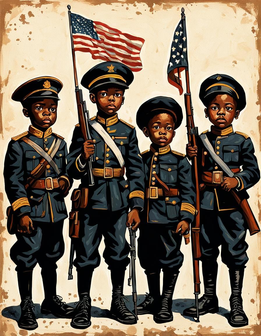 Children as Soldiers in Classic Portrait Style