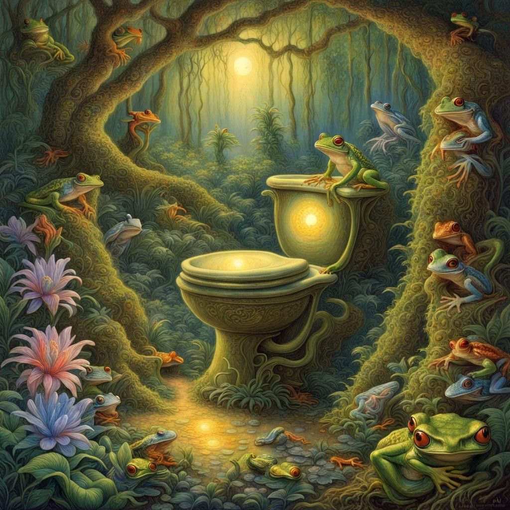 Magical Jungle Toilet Art in Josephine Wall Style