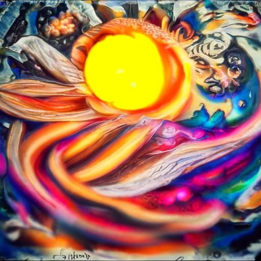 Jupiter Sunrise: A Cosmic Sunflower Illustration