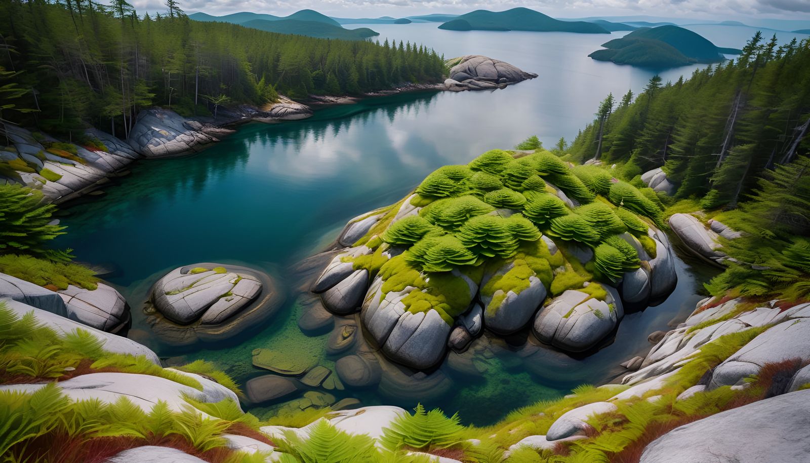 Lush Island Oasis in Mountain Lake