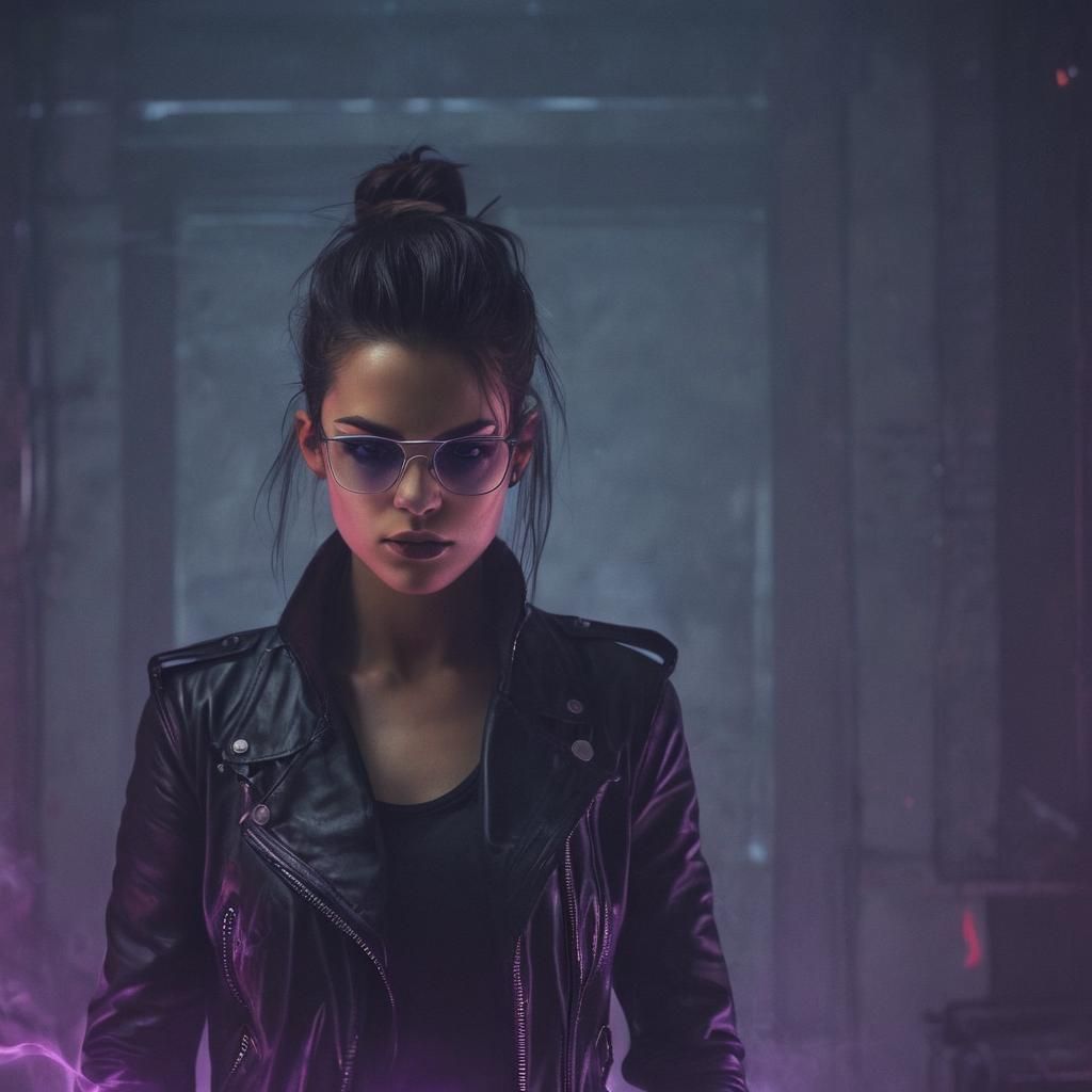 Cyberpunk Woman with Cyberdeck in Dark Fantasy Portrait