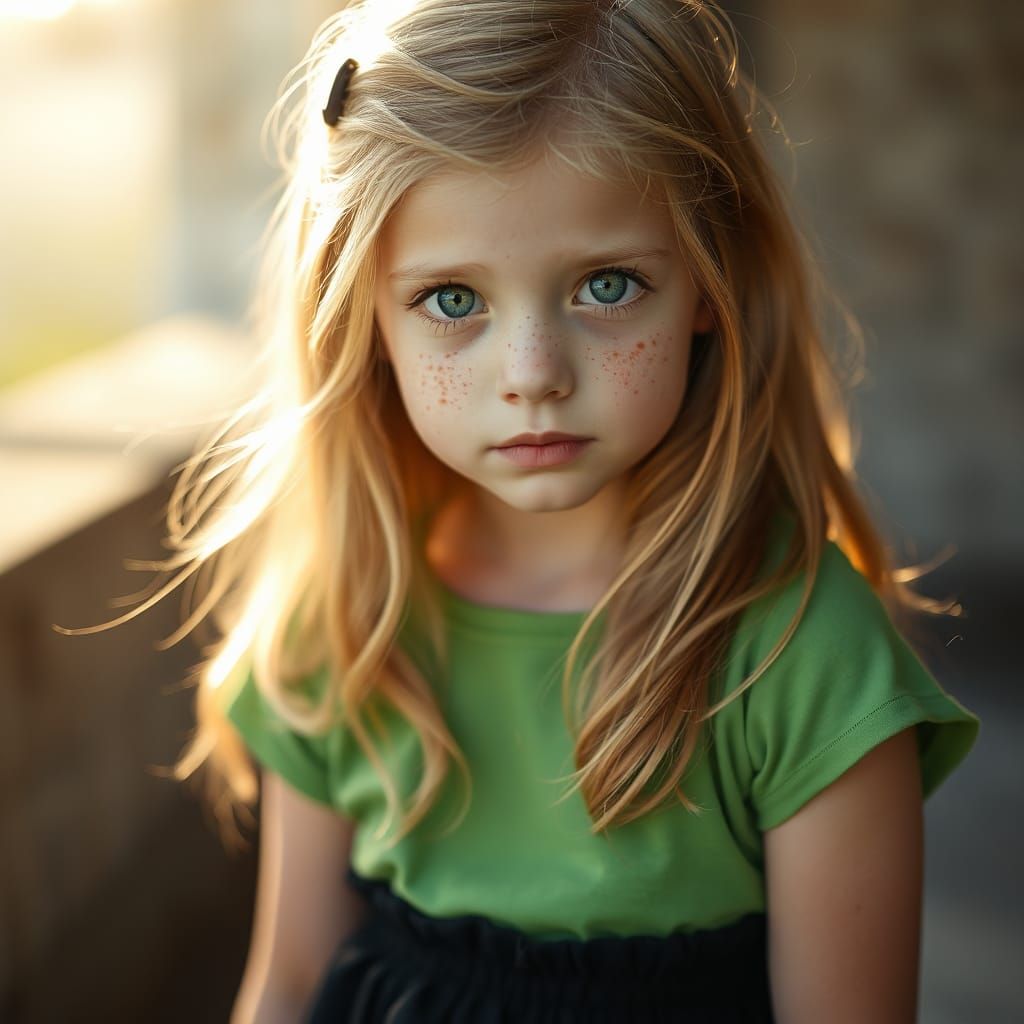 Girl with Freckles in Soft Natural Light