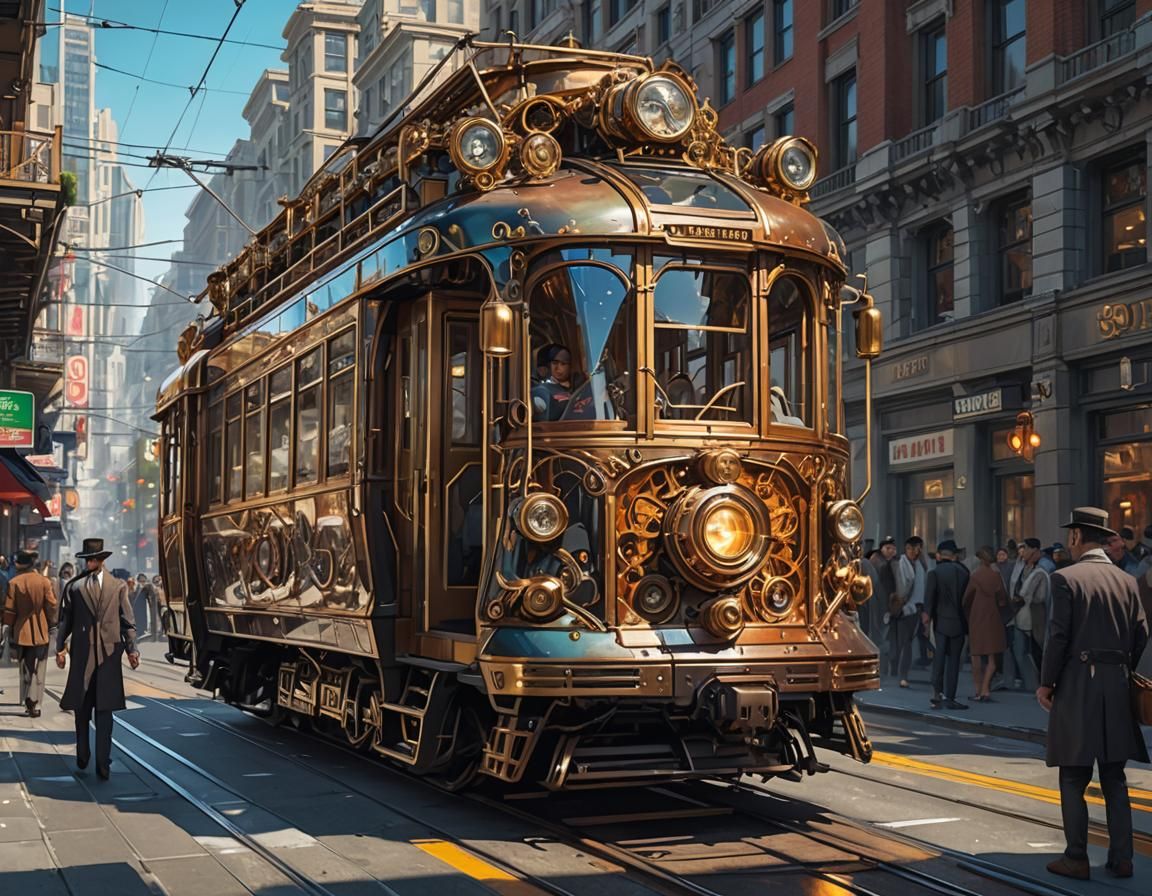 Glass Tram in San Francisco, Steampunk Style
