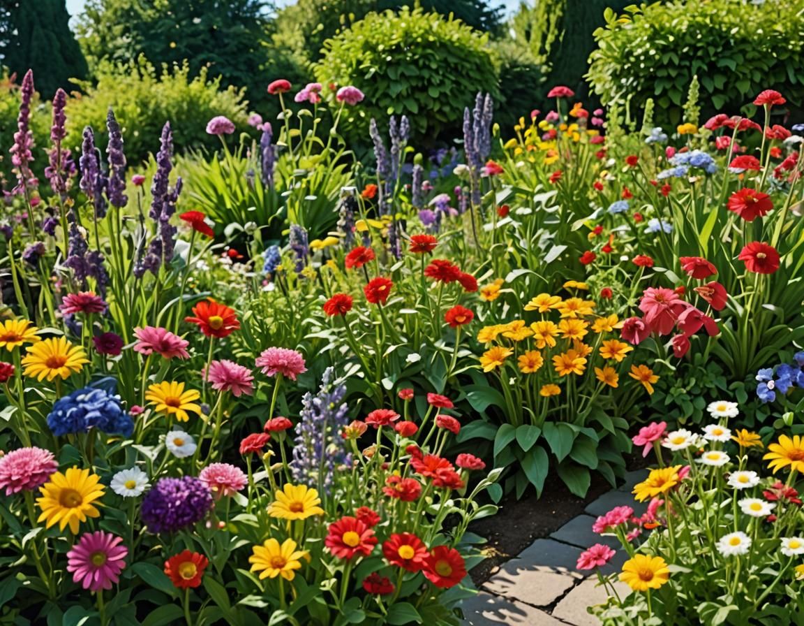 Enchanted Garden Scene in Storybook Style