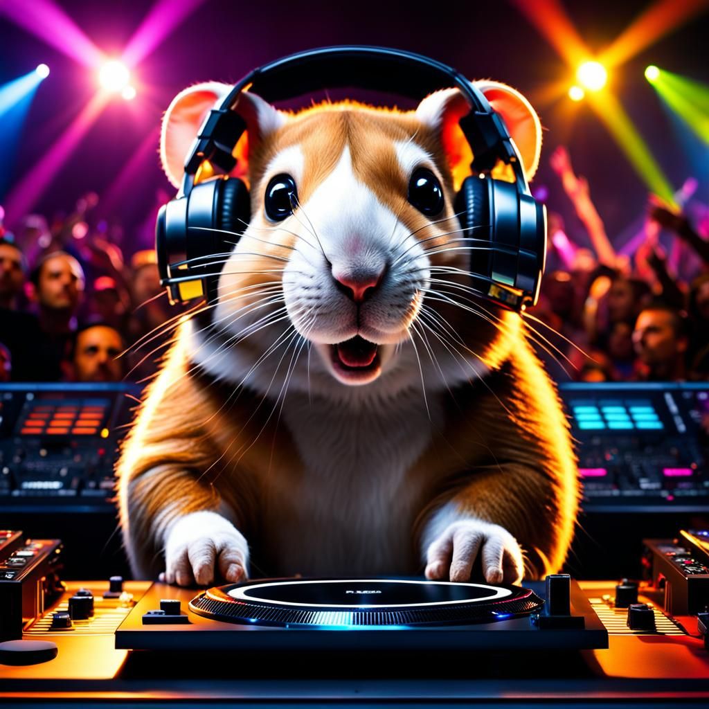 Techno Hamster DJ with Epic Light Show