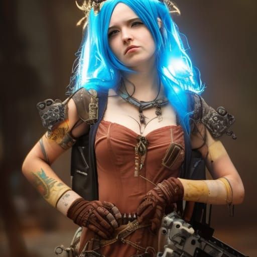 Dieselpunk Redhead Princess in Detailed Digital Painting