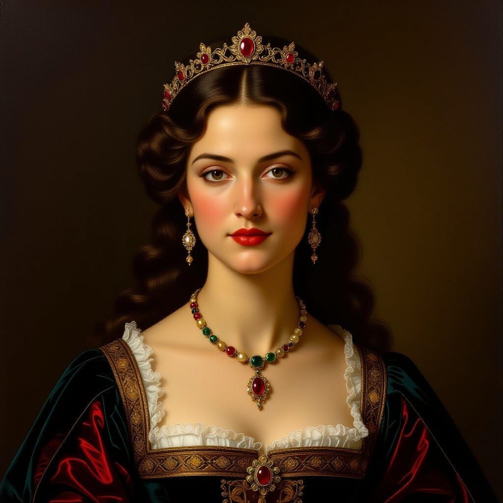 Regal Lucrezia Borgia Renaissance Oil Portrait