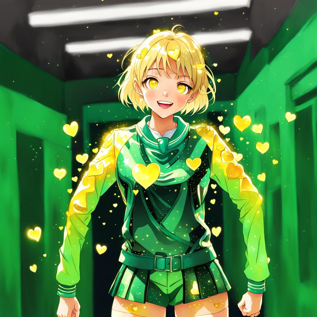 Glittering Anime Woman in Watercolor Comic Art