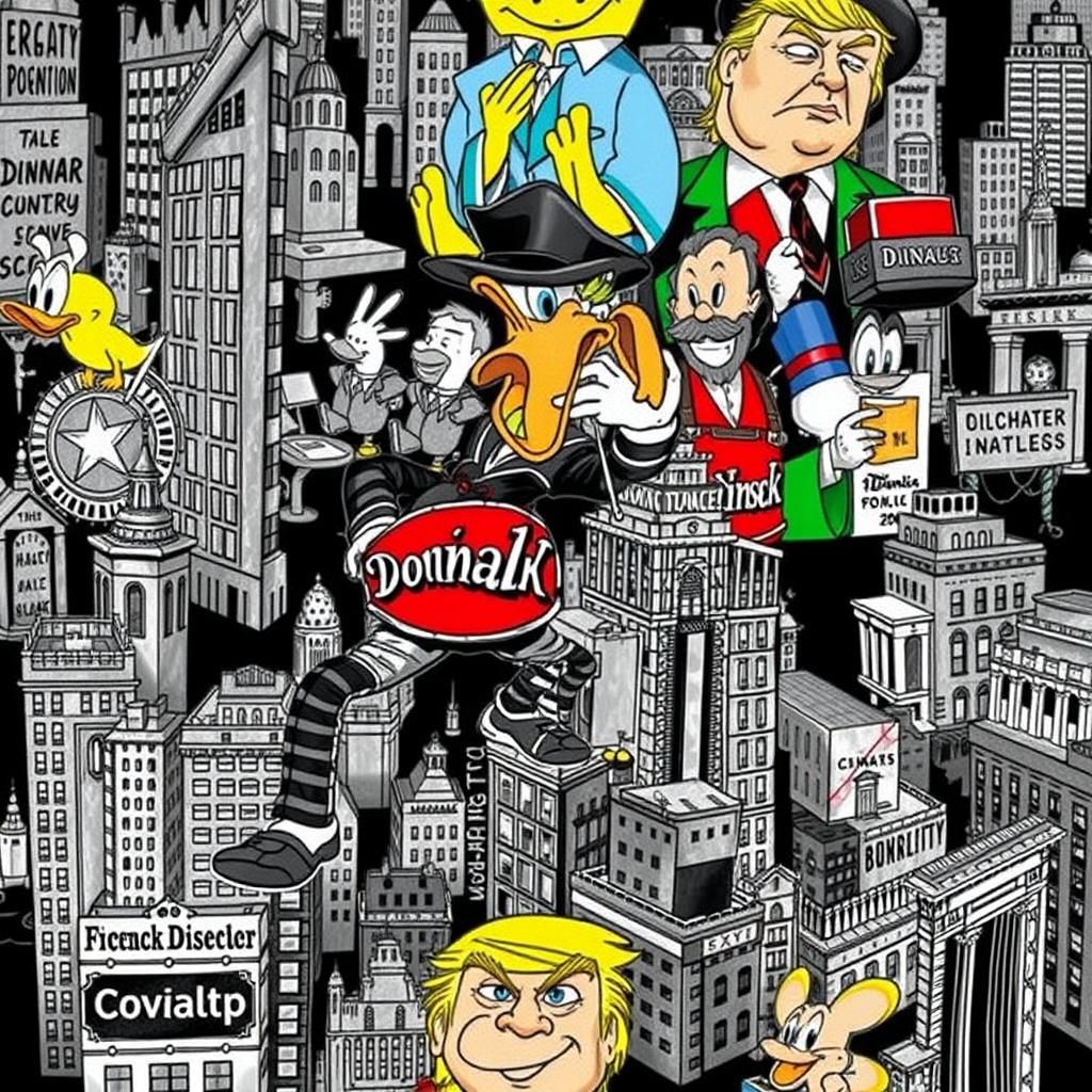 Donald Trump as Donald Duck in 1940s Cartoon Style