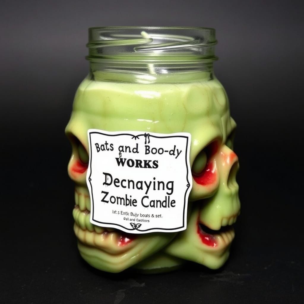 Decaying Zombie Head Candle in a Jar