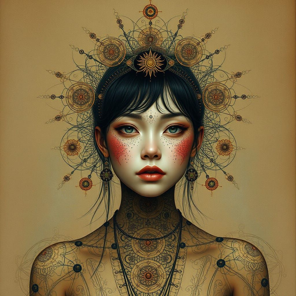 Surreal Androgynous Portrait in Organic Abstract Style