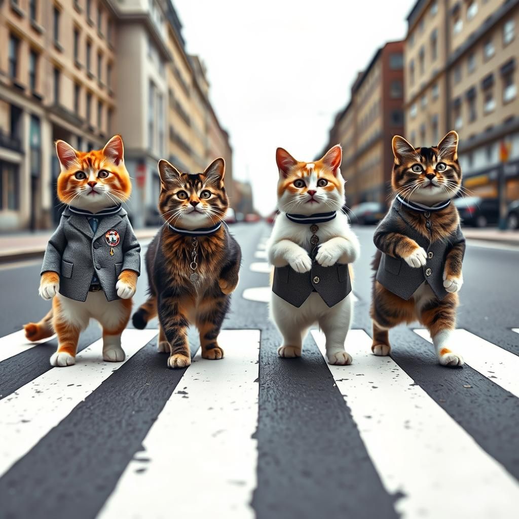 The Beatles Reimagined with Cats in Liverpool