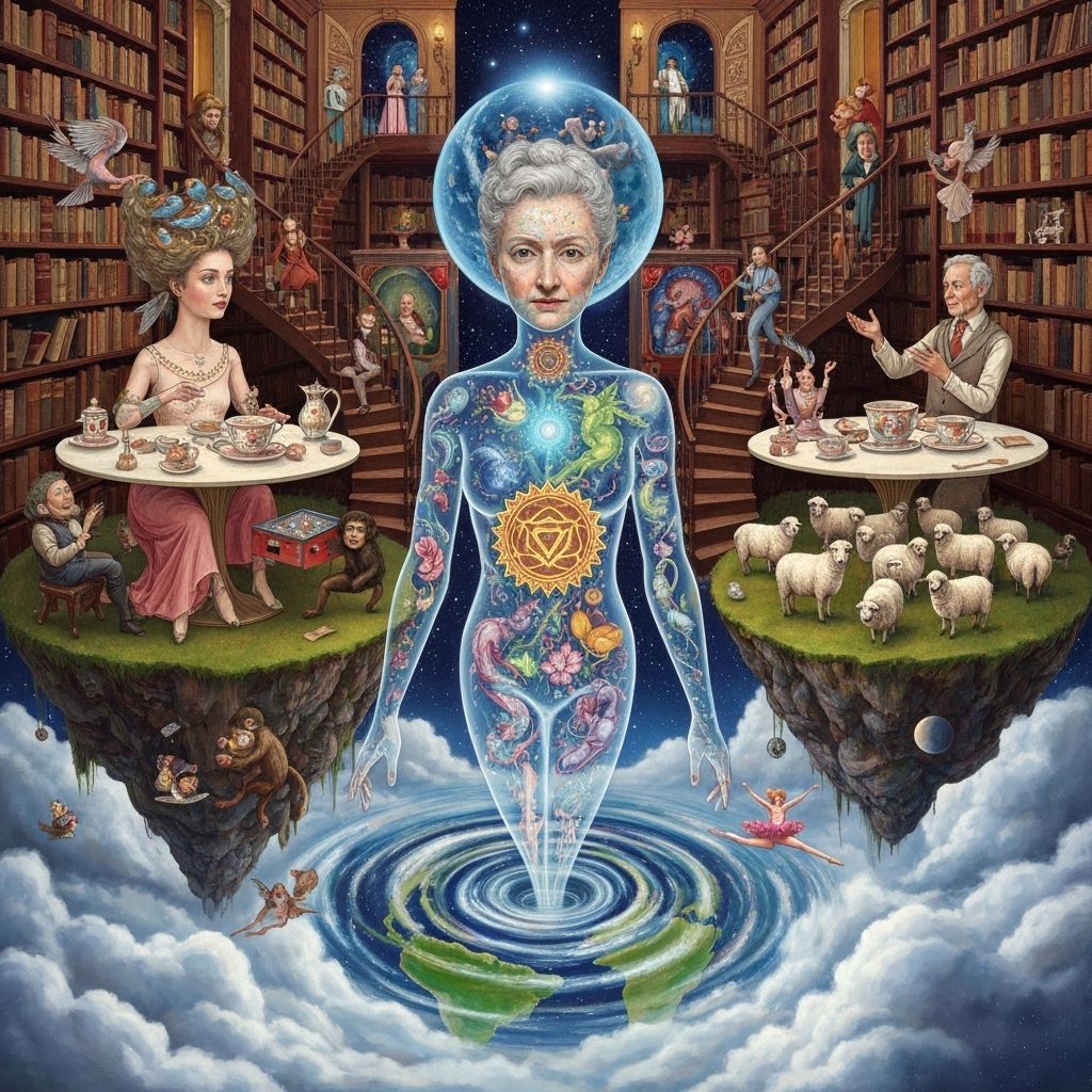 Surreal Tea Party in a Cosmic Library