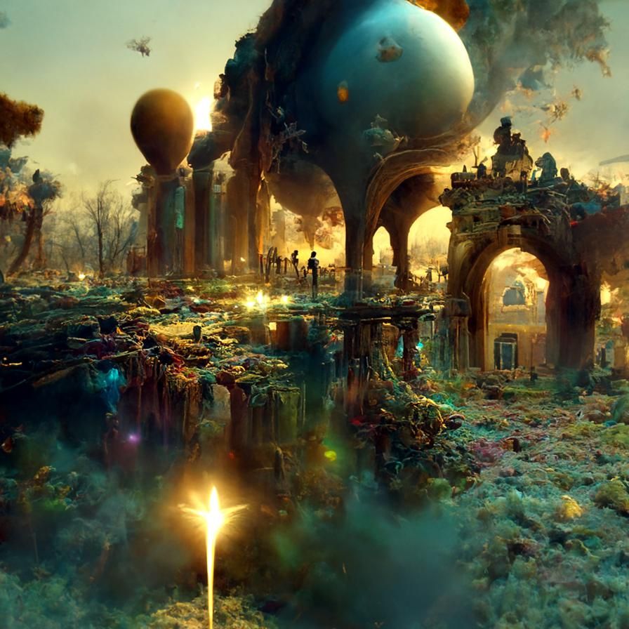 War Torn Facility in Expressionist Digital Illustration