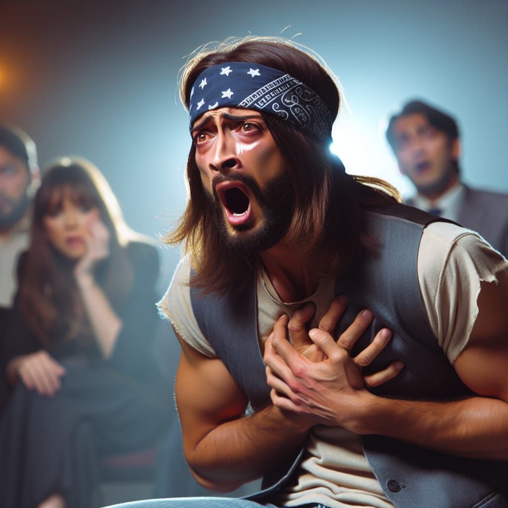 Chong from Cheech and Chong having a heart attack