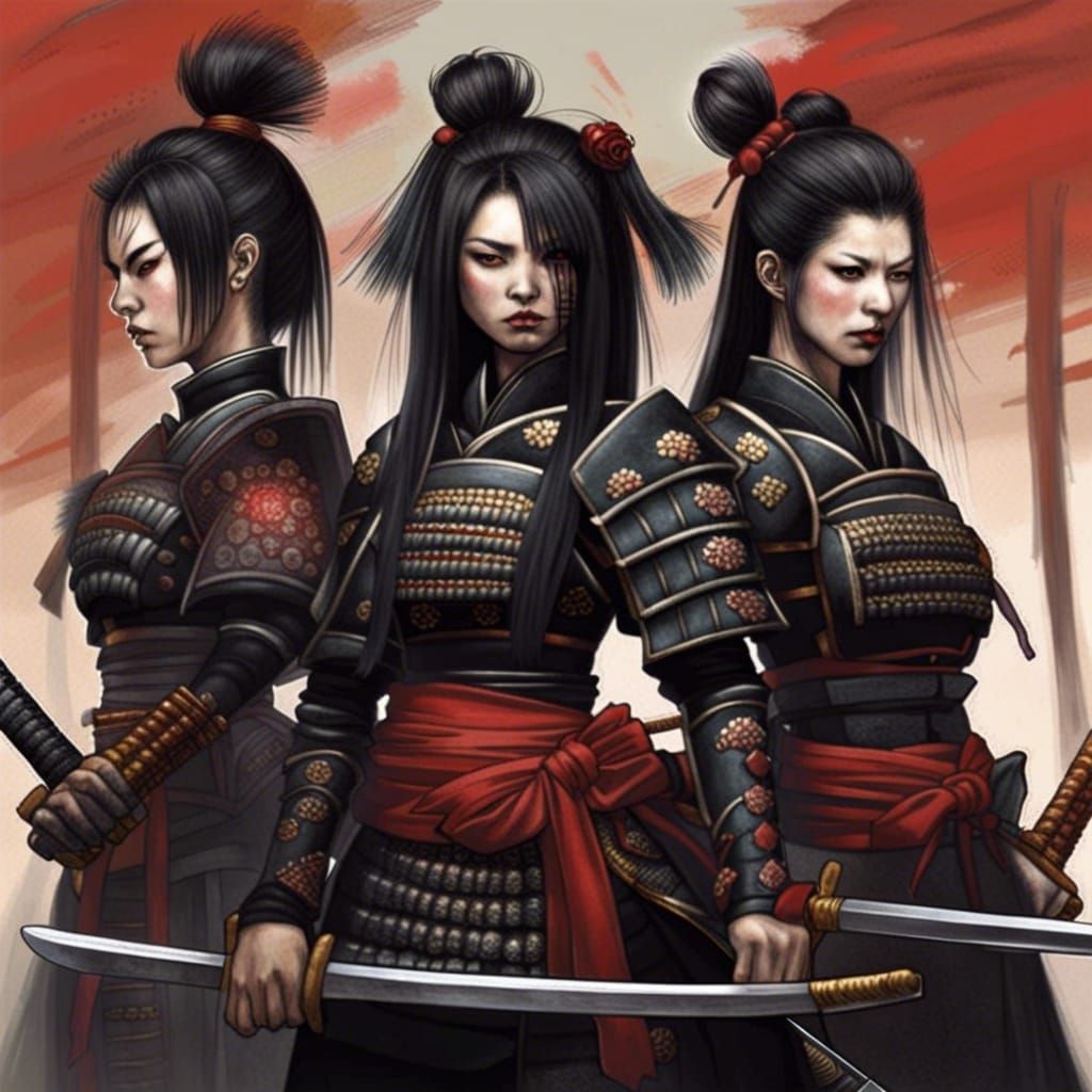 Gothic Samurai Warriors in Heroic Fantasy Style