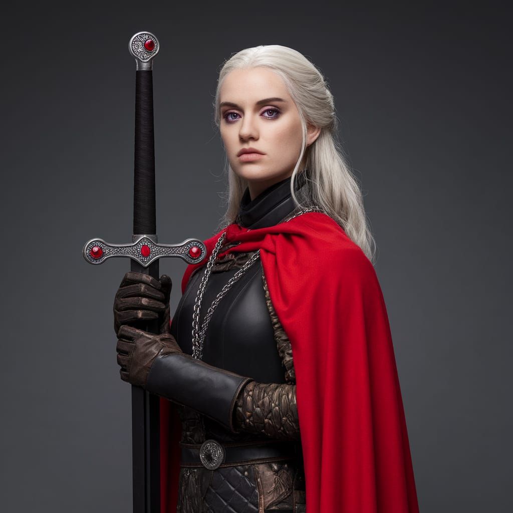 Medieval Targaryen Warrior Queen in Valyrian Steel Armor
