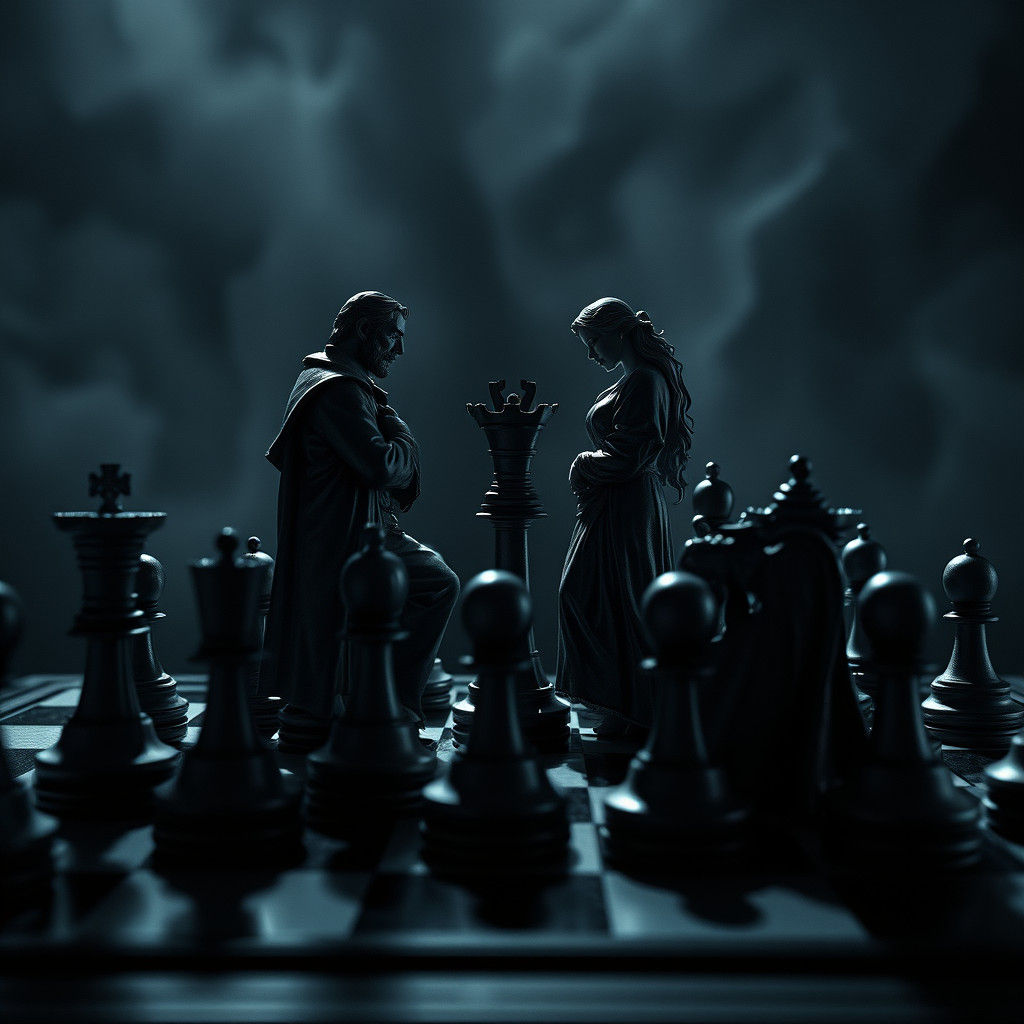 Dramatic Chess Game in Baroque Style