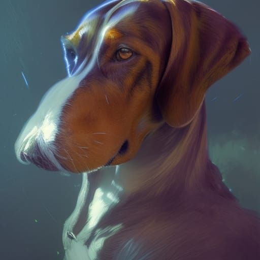 Basset Hound in Dark Fantasy Style