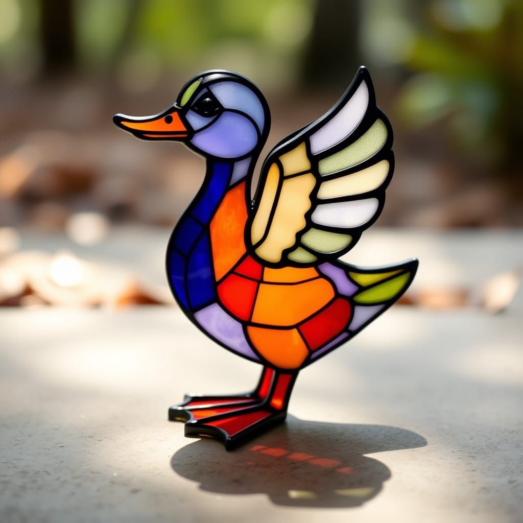 Stained-Glass Dancing Duckling