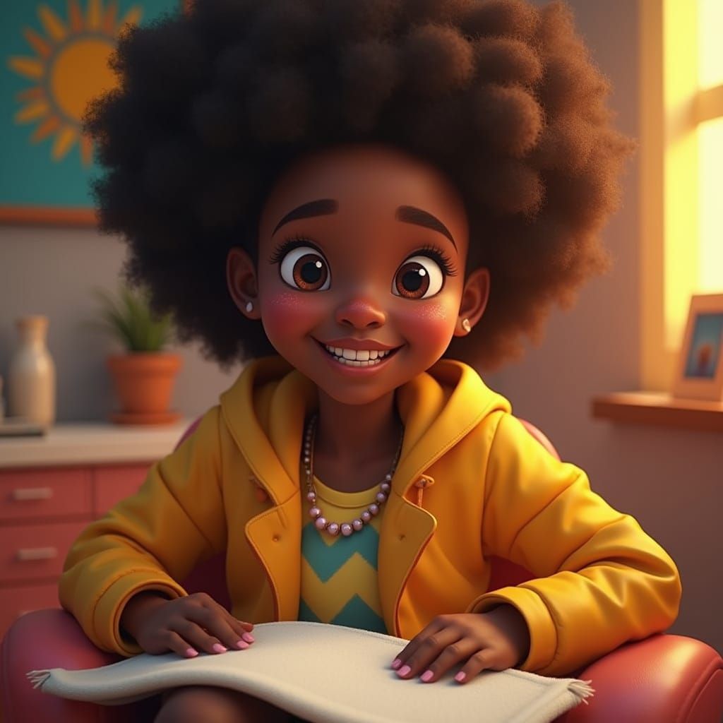 Joyful Black Teen Smiles in Dentist Chair for National Denti...